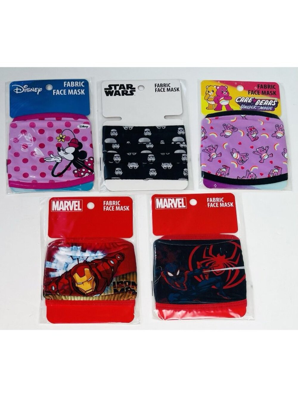 Lot 5 Concept One Accessories Kids FABRIC FACE MASK Care Bears Marvel Star Wars